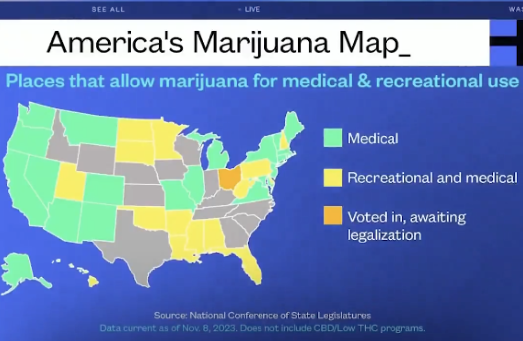 VP Kamala Harris Claims Administration ‘Changed Federal Marijuana Policy’ While Using Incorrect Map Of State Legalization Laws