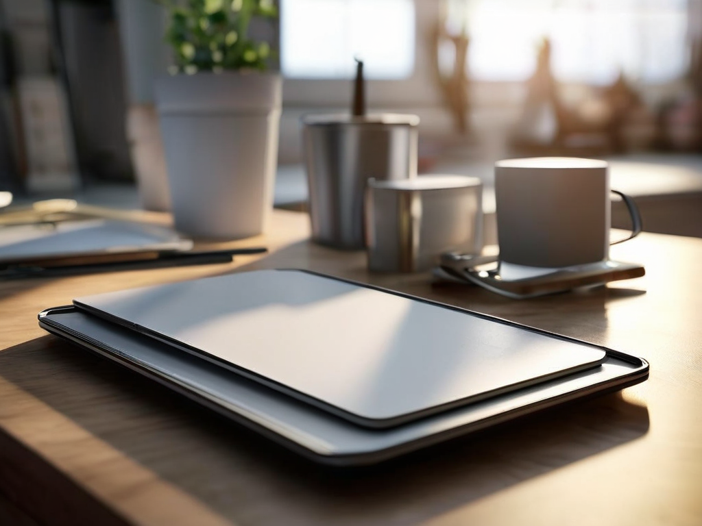 Brushed metal tray holding blank divider cards, morning light, shallow depth of field.