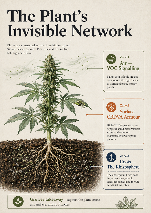The plant's invisible network. Volatile signals and the root microbiom