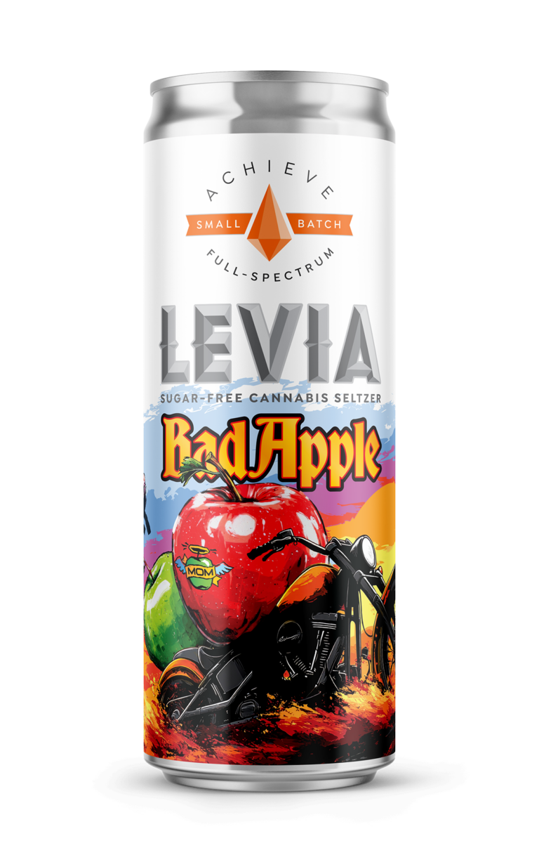 LEVIA supplied product photograph for Bad Apple Cannabis Seltzer